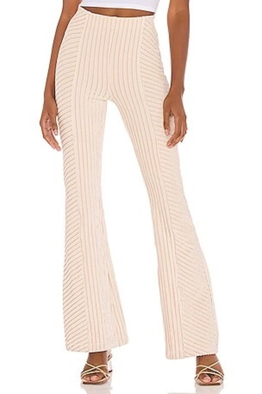 Free People Slim Pull on Velvet Flare Pant in Champagne Women's Size Medium
